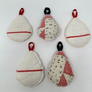 Vintage Handmade Christmas Ornaments Quilted Stuffed‎ 3D Lot of 5